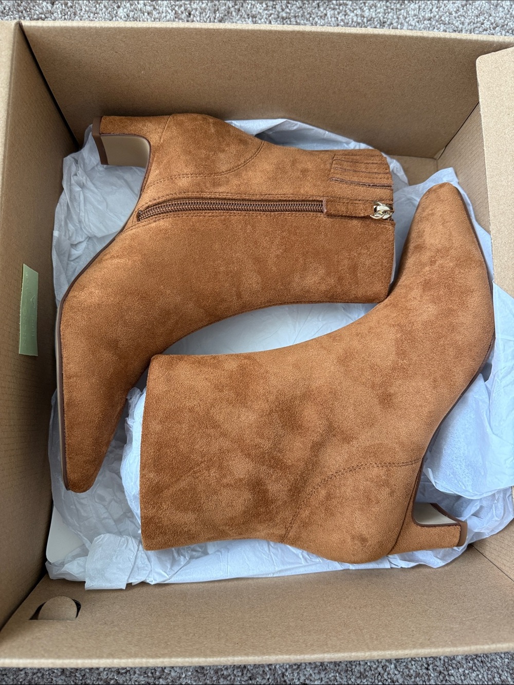 J. Crew Cognac Suede Pointed Toe Ankle Booties with Side Zip